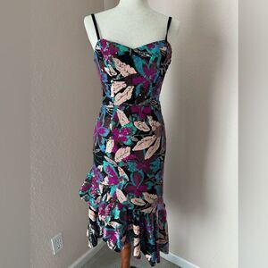 New Dress The Population evening sequin cocktail dress trumpet ruffle hem sz XS